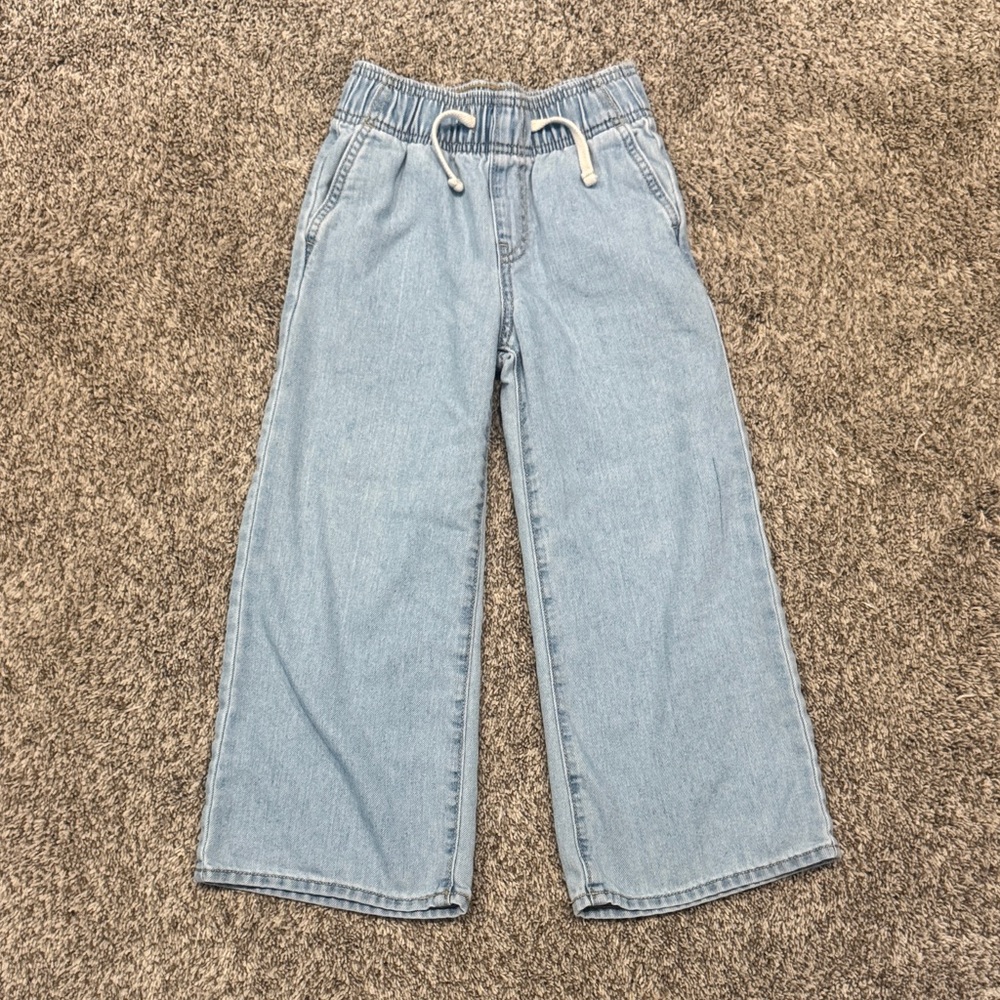 Old Navy Girls Wide-Leg Light Blue Denim Pull-On Pants